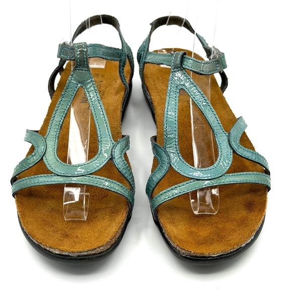 Naot Shoes - Naot Dorith Strappy Sandals US 7 EU 38 Teal Patent Leather T-Strap Comfort